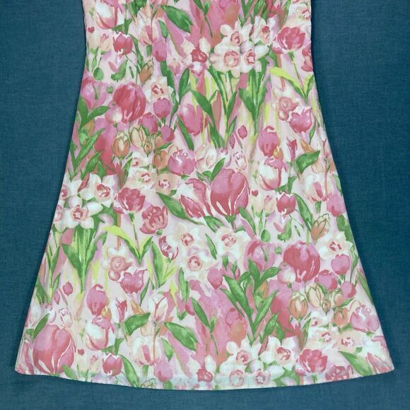 Tommy Hilfiger Mini Shift Dress Women 8 Pink Green Floral Sleeveless Beachy Boho - Picture 4 of 14